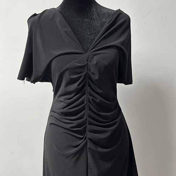 White House Black Market elegant slimming black midi dress size large. - Picture 7 of 11